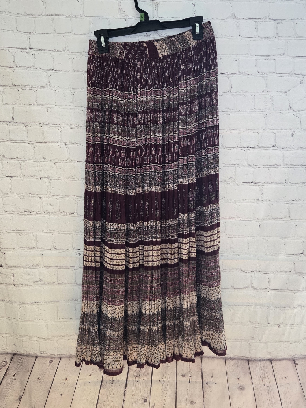 VTG 90's, Broomstick Cotton Skirt Boho Gypsy Patchwork Stipe Paisley Floral OS